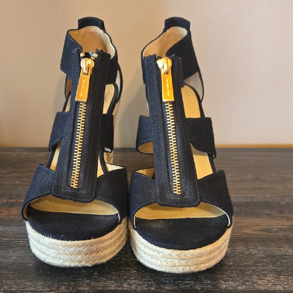 Michael Kors Shoes - Michael Kors Black Damita Wedge with Gold Zipper